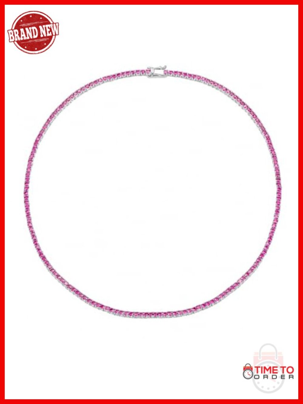 14K Gold Plated 3mm Synthetic Ruby Tennis Choker Necklace